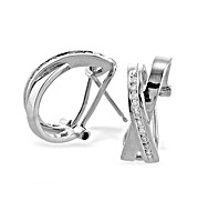 9K White Gold Diamond Crossover Channel Set Earrings