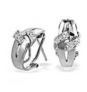 The Diamond Store.co.uk 9K White Gold Diamond Crossover Design Earrings