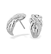 The Diamond Store.co.uk 9K White Gold Diamond Crossover Earrings