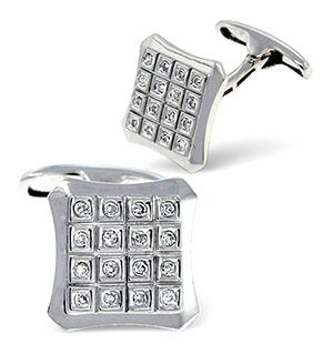 The Diamond Store.co.uk 9K White Gold DIAMOND CUFFLINKS 0.21CT