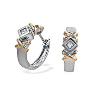The Diamond Store.co.uk 9K White Gold Diamond Design Earrings with Gold Detail