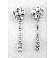 The Diamond Store.co.uk 9K White Gold Diamond Flower Drop Earrings