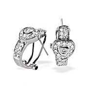 9K White Gold Diamond Heart Detail Earrings