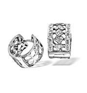 The Diamond Store.co.uk 9K White Gold Diamond Huggy Detail Earrings (0.25ct)