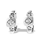 9K White Gold Diamond Huggy Earrings (D 0.20)