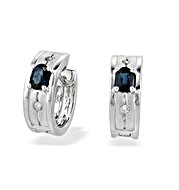 The Diamond Store.co.uk 9K White Gold Diamond Sapphire Earrings