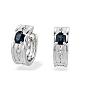 9K White Gold Diamond Sapphire Earrings