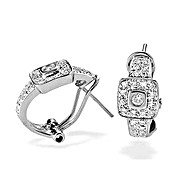 9K White Gold Diamond Square Detail Earrings