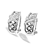 The Diamond Store.co.uk 9K White Gold Diamond Weave Crossover Earrings(0.10ct)