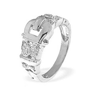 The Diamond Store.co.uk 9K White Gold Horseshoe Ring (0.09ct)