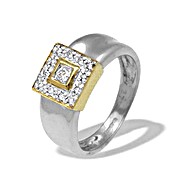 The Diamond Store.co.uk 9K White Gold Square Design Diamond Ring