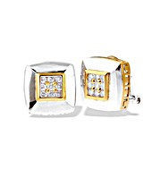 9K White Gold Square Diamond Detail Earrings