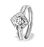 The Diamond Store.co.uk 9K White Gold Square Style Baguette Ring Mount with Shoulder Detail