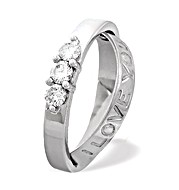 9K White Gold Three Stone Diamond Love You Ring