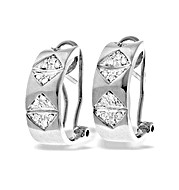 9K White Gold Triangle Design Diamond Earrings(0.21ct)