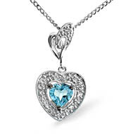 The Diamond Store.co.uk 9KW DIAMOND BLUE TOPAZ PENDANT 0.05CT