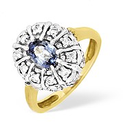 The Diamond Store.co.uk 9KY Diamond and Kanchan Sapphire Cluster Ring 0.50ct