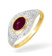9KY Diamond and Ruby Pave Ring 0.05CT