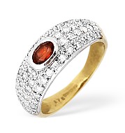 9KY Diamond and Ruby Pave Ring 0.50CT