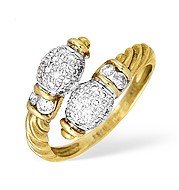 The Diamond Store.co.uk 9KY Diamond Pave Detail Crossover Ring 0.52ct