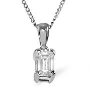 The Diamond Store.co.uk ALICE EMERALD CUT PLATINUM DIAMOND PENDANT 0.33CT G/VS
