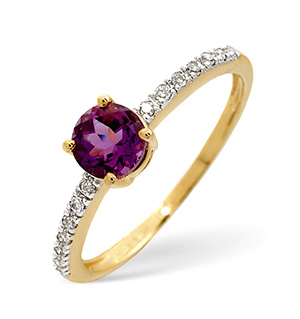 The Diamond Store.co.uk Amethyst and 0.09CT Diamond Ring 9K Yellow Gold