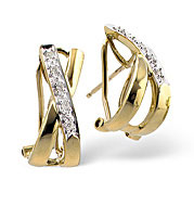 The Diamond Store.co.uk Cross-Over Earrings 0.08CT Diamond 9K Yellow Gold