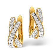 The Diamond Store.co.uk Cross-Over Earrings 0.15CT Diamond 9K Yellow Gold