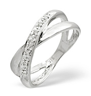 The Diamond Store.co.uk Cross-Over Ring 0.05CT Diamond 9K White Gold