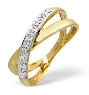 The Diamond Store.co.uk Cross-Over Ring 0.05CT Diamond 9K Yellow Gold