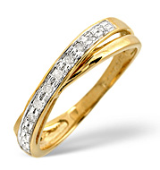 The Diamond Store.co.uk Cross-Over Ring 0.08CT Diamond 9K Yellow Gold
