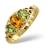 The Diamond Store.co.uk Golden Citrine and Peridot Ring 9K Yellow Gold