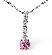 The Diamond Store.co.uk H/Si Pink Sapphire and 0.50CT Diamond Pendant 18KW