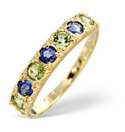 The Diamond Store.co.uk Kanchan Sapphire and Peridot Ring 9K Yellow Gold