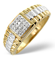 The Diamond Store.co.uk Mens Ring 0.11CT Diamond 9K Yellow Gold