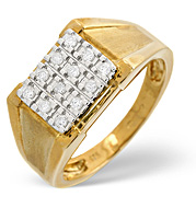 The Diamond Store.co.uk Mens Ring 0.23CT Diamond 9K Yellow Gold