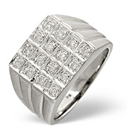 The Diamond Store.co.uk Mens Ring 0.25CT Diamond 9K White Gold