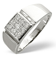 The Diamond Store.co.uk Mens Ring 0.33CT Diamond 9K White Gold