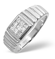 The Diamond Store.co.uk Mens Ring 0.50CT Diamond 9K White Gold