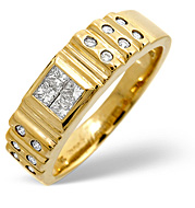 The Diamond Store.co.uk Mens Ring 0.56CT Diamond 9K Yellow Gold