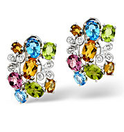 The Diamond Store.co.uk Multi and 0.06CT Diamond Earrings 9K White Gold