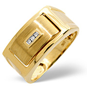The Diamond Store.co.uk Onyx and 0.03CT Diamond Ring 9K Yellow Gold