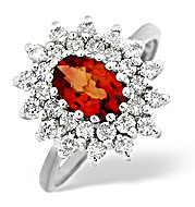 The Diamond Store.co.uk Orange Sapphire and 0.56CT Diamond Ring 18K White Gold