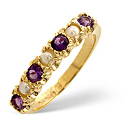 The Diamond Store.co.uk Pearl and Amethyst Ring 9K Yellow Gold