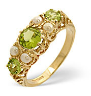 The Diamond Store.co.uk Pearl and Peridot Ring 9K Yellow Gold
