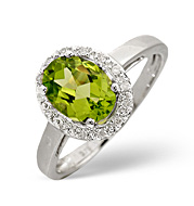 The Diamond Store.co.uk Peridot and 0.07CT Diamond Ring 9K White Gold