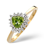 The Diamond Store.co.uk Peridot and 0.12CT Diamond Ring 9K Yellow Gold