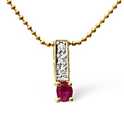 The Diamond Store.co.uk Ruby and 0.05CT Diamond Necklace 9K Yellow Gold