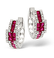 The Diamond Store.co.uk Ruby and 0.42CT Diamond Earrings 9K White Gold