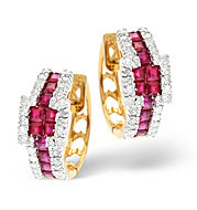 The Diamond Store.co.uk Ruby and 0.42CT Diamond Earrings 9K Yellow Gold